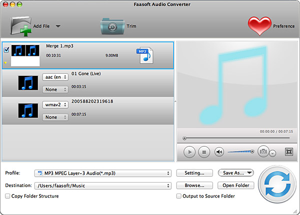Convert audio/video to any audio file on Mac